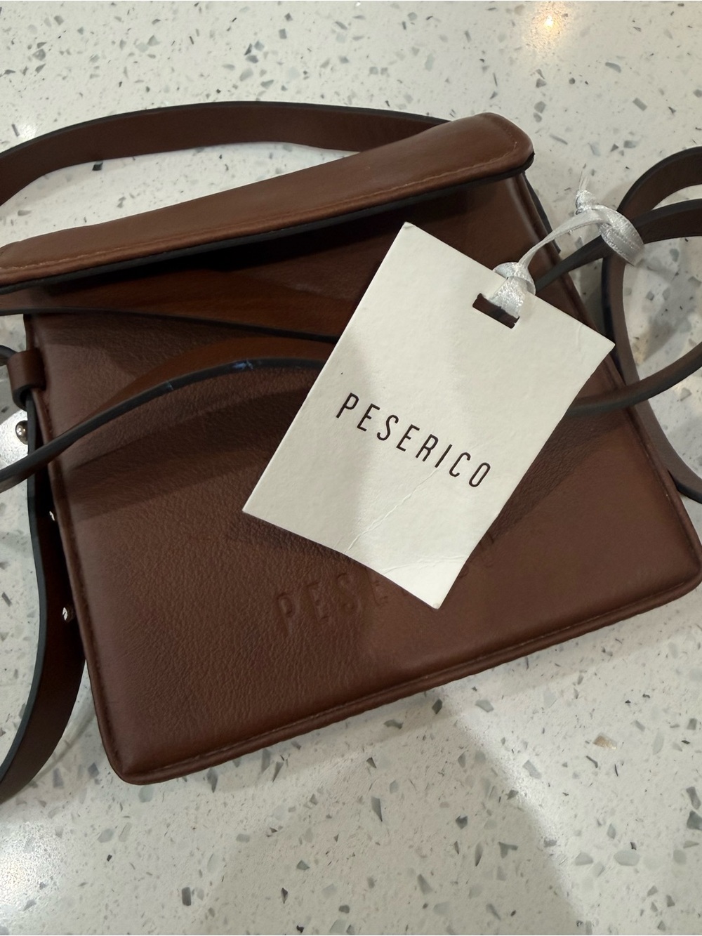 Peserico Chestnut Brown Leather Messenger Bag